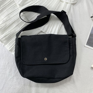 Canvas Shoulder Bag for Women Crossbody Japanese Style INS Simple Large Capacity Book Handbag Lazy Feelings Casual Scenarios