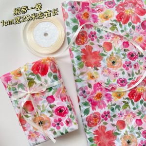 กระดาษบรรจุภัณฑ์สีแดงดอกไม้สด กระดาษบางสำหรับบรรจุกล่องของขวัญ เอกลักษณ์ทางวัฒนธรรม กระดาษห่อหุ้มหิน เหมาะสำหรับธุรกิจ