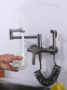 AZOS | Wall-Mounted Kitchen Faucet with Cold and Hot Water Washbasin Showerhead for Laundry Pool Home Use