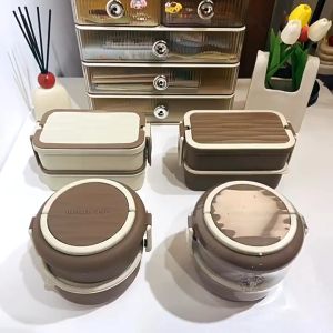 Lunch Box Bento Kotak Bekal Bentuk Oval Terdiri Dari 2 Tingkat Kapasitas 1400ml
