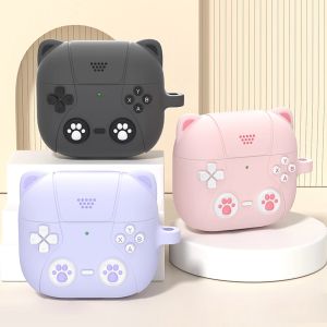 Vỏ silicon mèo dễ thương cho AirPods thế hệ thứ 4 cổ điển thiết kế máy chơi game cầm tay trường hợp bảo vệ cho AirPods 4 Phụ kiện tai nghe
