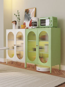 DIBIOU | Cream Fresh Style Simple Glass Door Storage Cabinet