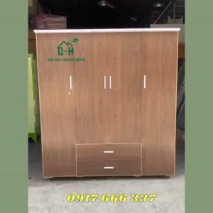 TỦ NHỰA QUẦN ÁO 4 CÁNH NÂU GỖ 2 HỘC LỚN TIỆN LỢI GIAO CẢ NHÀ - VIDEO THỰC TẾ
