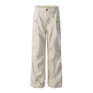 American Retro Pleated Design Mens Casual Loose Long Trousers Summer 2025 Fashion Trend Straight Leg Workwear Pants