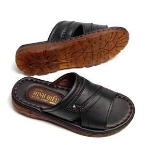 Dép Nam quay ngang cao cấpmay viền 4 xung quanh chắc chắn đường may tỉ mỉ chắc chắn 3 màu bò/nâu/đen DK:01