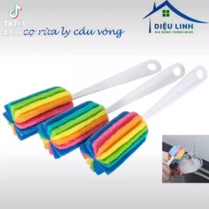 Cọ rửa bình sữa Cọ Rửa Ly CẦU VòNG DỤNG CỤ CÂY CỌ RỬA LY CỐC CHÉN UỐNG NƯỚC BÌNH SỮA TIỆN DỤNG 7 MÀU Tramanhshop