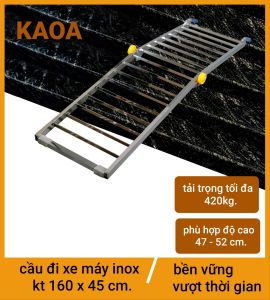 Thang dắt xe máy inox. KT 160 x 45 cm ( bảo hành 12 tháng )