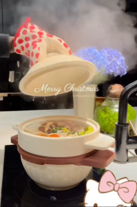 Royalstar Ceramic Chinese style Steam Pot 5L หม้อนึ่งเซรามิก Royalstar Household Multi functional Casserole Water Free Steam Pot Special High Temperature Stewed Chicken Soup Pot