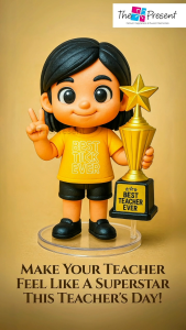 Express Teachers Appreciation GUARDIAN STAR Award Trophy featuring Teachers Name On a Gold Aluminum Plate | Make it a Unique Teachers Day Gift