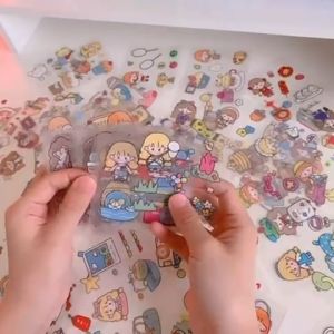 Ready Stock Cartoon Transparent Stickers 25pcs and 100pcs Pack Waterproof Deco