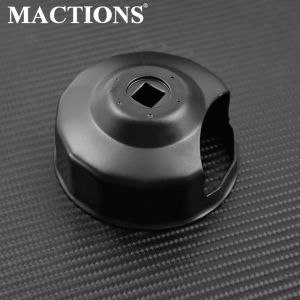 ประแจตัวกรองน้ำมันสไตล์ฝาท้ายรถจักรยานยนต์เหล็กสีดำ76มม. สำหรับ Harley Sportster 883 Touring Dyna Super Glide FXD Street BOB