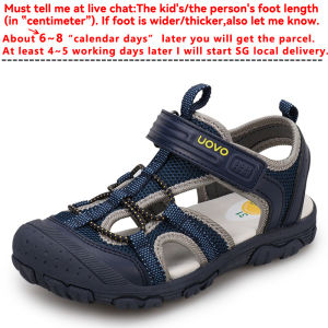 Boys Sports Sandals 24-34 Kids Flexible New Fashion Style Cool Textile Upper Velcro Anti-Collision Toe-Closed Durable Casual Shoes Comfy Non-Slip Outdoor Leisure Cozy Soft Hook-and-Loop Kindergarten Primary School Students Infants Children Beach Slippers