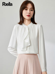 Elegant Intellectual French Style Shirt Womens New Autumn Collection Puella Bell Sleeve Business Ladylike Polyester Blend