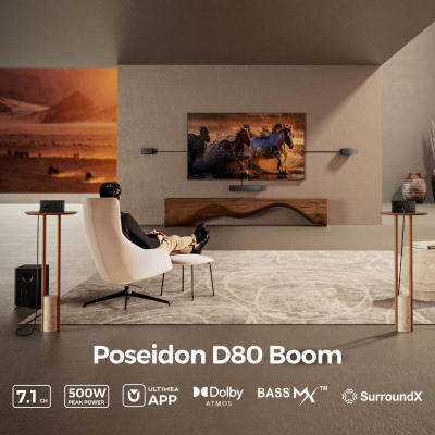 ULTIMEA Poseidon D80 Boom 7.1ch Dolby Atmos ซาวด์บาร์โฮมเธียเตอร์  500W  – ซับวูฟเฟอร์ไร้สาย 6.5 นิ้