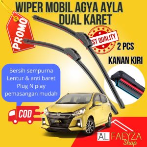 promo wiper kaca mobil frameless Dual karet Double Blade Agya Ayla 1 set 2 pcs kanan kiri