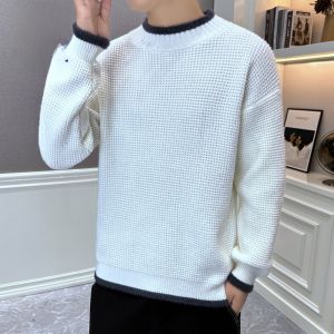 ROMON | Lormen Mens Thickened Half-High Collar Knitted Sweater Winter Fashion Warm Base Layer Shirt Trendy Long Sleeve Casual Top
