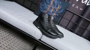 Fashion Mens Martin Boots Wear-resistant High Top Leather Shoes British Style Black Work Shoes