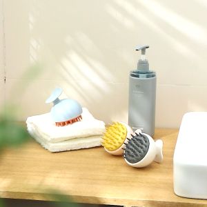 NACHUAN Japanese Style Silicone Shampoo Comb Handy Tool Massage Brush Clean Scalp Silicone Soft Head Anti-Itch Scratcher Scalp Massage Comb