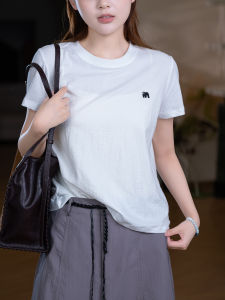 XIAOER | Cotton Texture Comfortable Embroidered Casual T-shirt