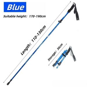 5 Section Outdoor Fold Trekking Pole Camping Portable Walking Hiking Stick for Nordic Elderly Telescopic Easy Put Into Bag 1 PCS