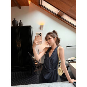 Relaxed Aesthetic Linen V-Neck Sleeveless Blouse and Loose Leg Pants Set