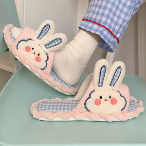 Cute Melody Linen Cotton Slippers Womens Home Anti-slip Striped Slippers Korean Style Cartoon Print Sweat Absorbent PVC Sole