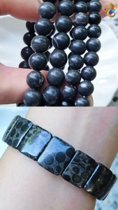 Premium Grade Natural Black Arahant Relic Agate Shou Pai & Bracelet