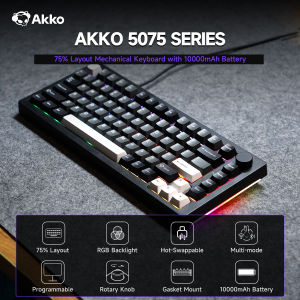 Akko 5075 V3 75% Mechanical Keyboard 8000/10000mAh 2.4GHz Wireless/ Wired Type-C/BT 5.0 Hot Swap RGB Gasket for Gaming Typing