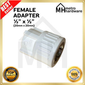 PPR FEMALE SOCKET ADAPTER 1/2 x 1/2 Threaded Stainless Insert 20mm SOLD PER PIECE PPR FITTINGS
