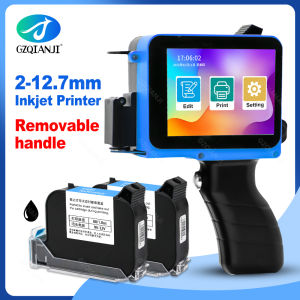 12.7mm Label Inkjet Printer Handheld Printer 600dpi Adjustable Multiple Languages for Batch Serial Number Plastic Wood Fabric