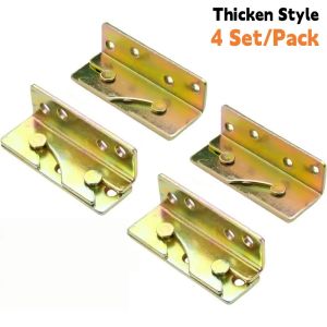 4 Sets Heavy Duty Bed Rail Brackets Non-Mortise Bed Frame Fasteners Interlock Hanging Buckle Wooden Furniture Hinges Connector