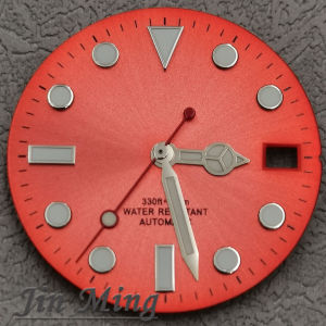 High Quality  28.5mm Silver Red Mark Date Window Green Luminous Aseptic Dial Fit NH35 /NH36/4R/7S Automatic Movement