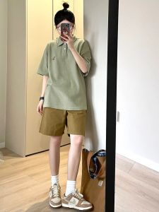 Pure Cotton Sports Shorts for Women High Waist Loose Leg Wide Leg Casual Midwaist Ankle Length Pants Japanese Style