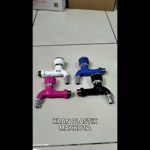 KRAN TEMBOK PLASTIK MAHKOTA WARNA WARNI / KRAN DAPUR TEMBOK PLASTIK MAHKOTA 1/2