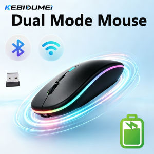 kebidumei | KEBIDUMEI Bluetooth Wireless Mouse RGB Rechargeable Dual Mode Gaming Mouse Ergonomic Silent Office Mice Computer Accessories