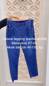 Celana Legging Jumbo Jeans Wanita / Jeging Super Big Size / Celana Pinggang Karet / COD