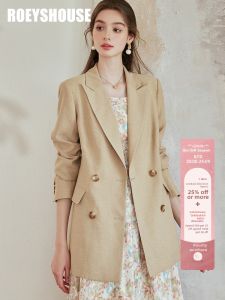 Roey s house | Elegant Business Casual Comfortable High-Grade Khaki Linen Blazer