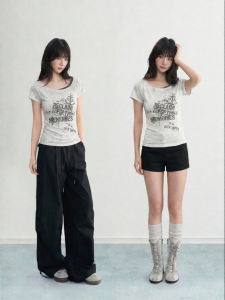 ARCG | Faux Two-piece Design Fitted Short T-shirt
