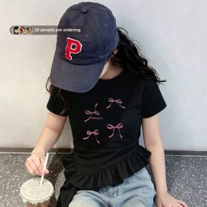 Printed Cotton Asymmetric Tassel T-shirt