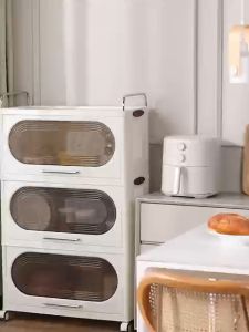 SIV（62-92cm）2/3/4 Layers Stackable Storage Cabinet Simple Modern Kitchen Storage Cabinet With Wheels