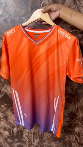 CHEETAH เสื้อกีฬา พิมพ์ลายด้านหน้า แขน คอ เสื้อคอวี(v) เสื้อออกกำลังกาย ชุดออกกำลังกาย  รุ่น //V19