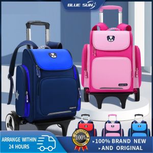 【48 hours delivery】1-6 grade students large-capacity Backpacks Trolley waterproof material to protect the spine design suitable for aluminum alloy lightweight material stroller bag for school girl trolley bag for kids boys