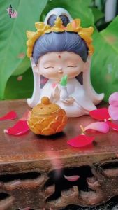 Tượng Phật Quan Âm Ban Phước Đế Gỗ Hoa Sen Trang Trí Xe Hơi Tinh Dầu Art House - Nội Thất