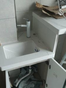 Ceramic Mini Laundry Basin with Steep Slope for Small Households Embedded Washer Dryer Perfect for Balcony or Underneath Stairs