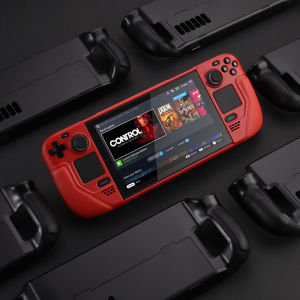 Red Stamp Steam Deck OLED Game Console Protective Case with Stand Host Charger Storage Bag Integrated Anti-Fall Cover