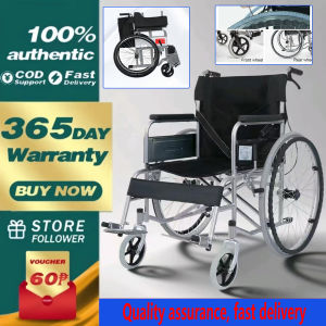 24 Inch Wheelchair For Adult Folded Heavy Duty Bigger Wheel Chair Solid Anti-Skid Tires With Brake Senior Portable Hand Push Aluminum Alloy Steel Structur Lightweight Bearing capacity 200KG