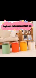 12L Round Rubbish Bin Garbage Bin Dustbin Office Bedroom Waste Bin with pop cap Tong Sampah Bekas