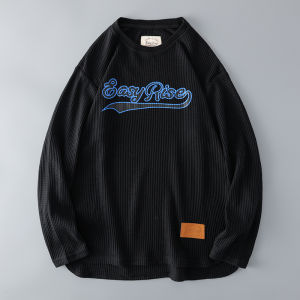 เสื้อยืดคอกลมแขนยาวผู้ชายผ้าฝ้ายแท้ฤดูใบไม้ผลิและฤดูใบไม้ร่วงแฟชั่นเสื้อเชิ้ตสไตล์ลำลองสำหรับเยาวชนที่สวมใส่สบาย