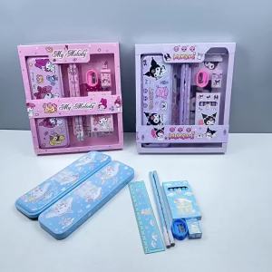 12pcs Sanrio Stationery Set with Gift Box Kuromi Pencil Case Cartoon School Supplies Gift Set