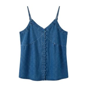 PAIBOLI | Áo Camisole V-Neck Denim Phong Cách Pháp Size Lớn